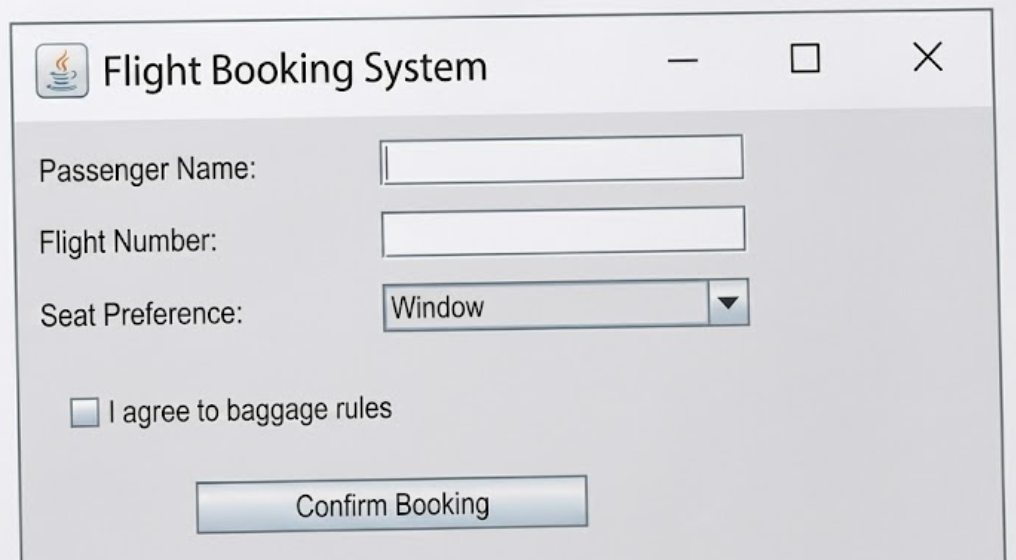 Flight Booking System form